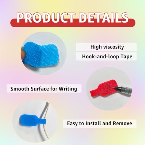 40 Stück Kabeletiketten Kabel, Wiederverwendbar Kabelbeschriftung Mehrfarbige Kabeletiketten Kabel Beschriftung Nylon Write On Cord-Etiketten 4.5 cm x 2 cm Zum Identifizierung von Kabel Drähten