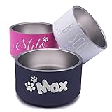 My Personal Memories Customized Stainless Steel Dog or Cat Bowl for Water and Food - Engraved Pet Bowl with Non Slip Bottom (Small - 18 Ounces, Navy Blue)