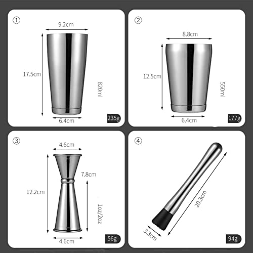 Set de cóctel 11 piezas kit bartender acero inoxidable negro miniatura 5