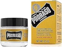 Proraso Moustache Wax, Wood and Spice, 15 ml, Schnurrbart Wachs mit Shea Butter und Bienenwachs für Pflege und Styling des Gesichtshaars, Made in Italy