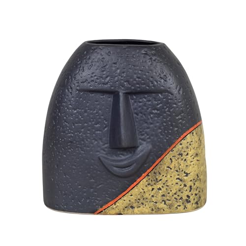 Image of Aakriti Art Creations Whispering Willow Planter | Handmade Matte Finish Black Ceramic Decorative Vase | Modern Indoor Planter for Living Room Table Decor & Housewarming Gift