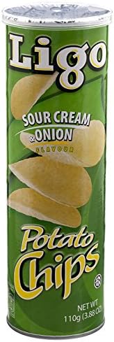 Ligo, Potato Chips, Sour Cream & Onion Flavour, 110 g. [Pack of 2 pieces]