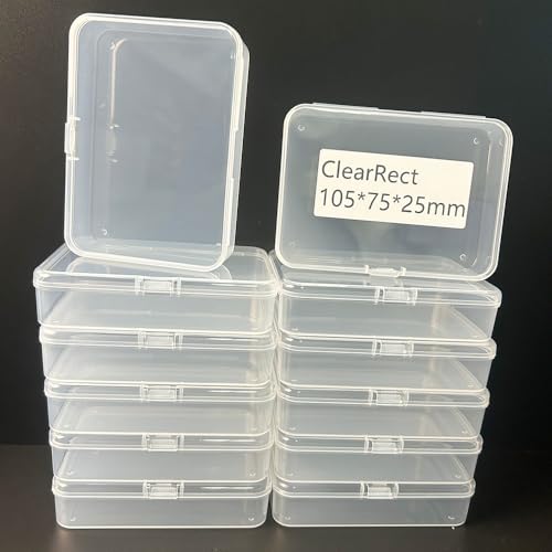 Image of 12 Pcs Clear Small Plastic Storage Containers with Lids, Ideal for Craft Supplies, Jewelry, Small Toys, Beads, Office & Household Organization