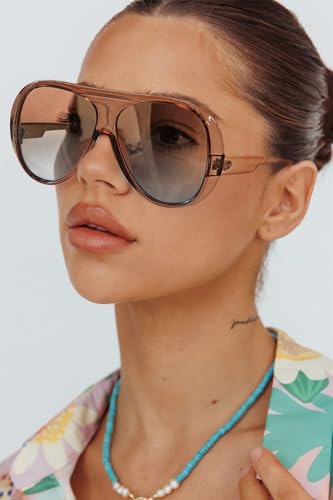 Trendy Aviator Sunglasses for Women Men, Retro 70s Sun Glasses, Oversized glasses UV4002