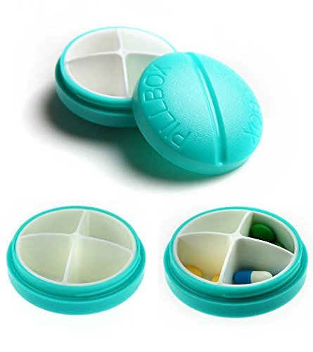 FECEDY Mini Portable 4 Slots Travel Medical Pill Box Medicine Case (Random Color)