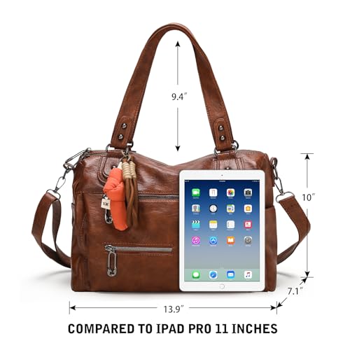 Bolso Satchel de Cuero para Mujer con Asa Superior miniatura 7