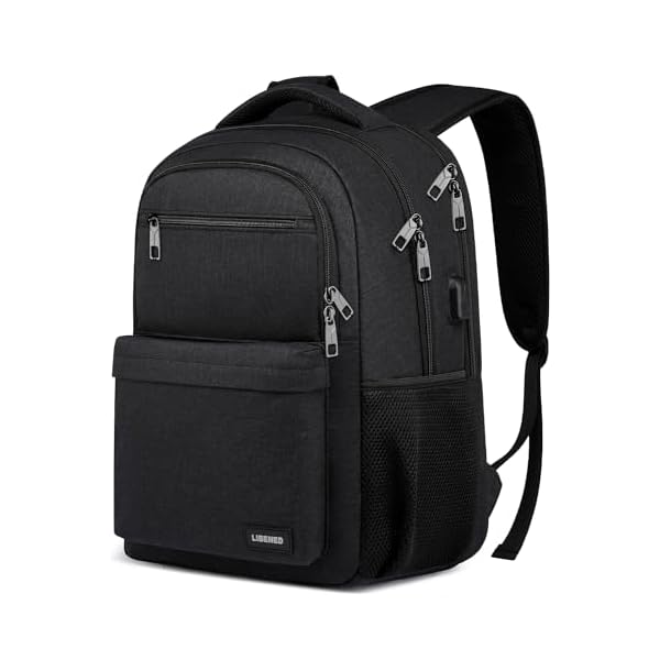 School Backpack for Teen Boys Mens, 15.6 Inch Laptop Backpack, College High School Book Bag for Students, Black