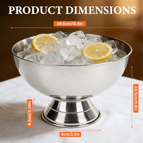NBYTLT 12L Stainless Steel Beverage Tub, Silver Ice Bucket, Large Capacity Large Drink Bucket for Christmas, Great for Home Bar Party Club Camping Parties, Champagne Wine, and Barware Accessories by NBYTLT - Image 2