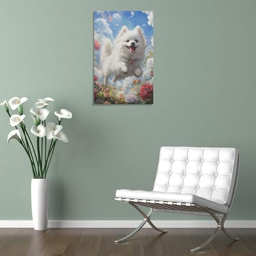 Spitz japonais cadeau tableau décoration murale toile 50x75cm - 5