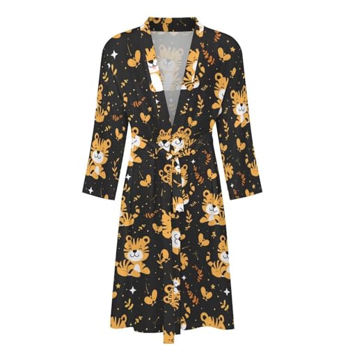 Cute Tiger Funny Men's Robe Soft Lightweight Bathrobe Long-sleeve Spa Robes4