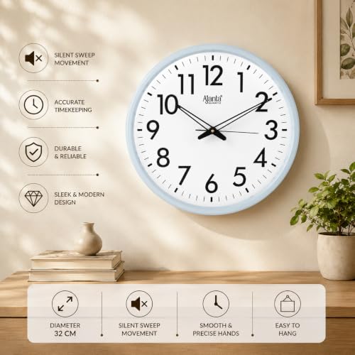 Image of Ajanta Quartz Plastic Real Silent Sweep Movement Designer Analog Wall Clock (341X51X341Mm) (White)