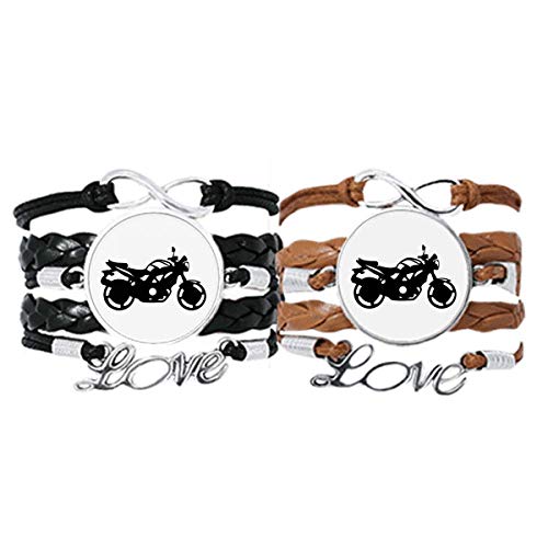 Bracelet amour couple cuir corde avec gravure silhouette mécanique fine