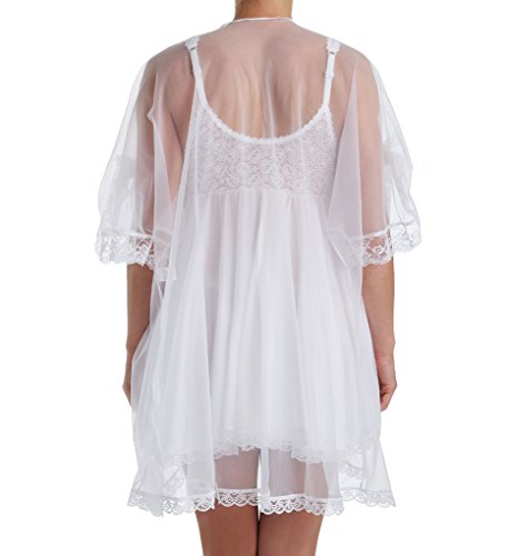 3-Piece Peignoir Babydoll Set Plus Size, 4X, White