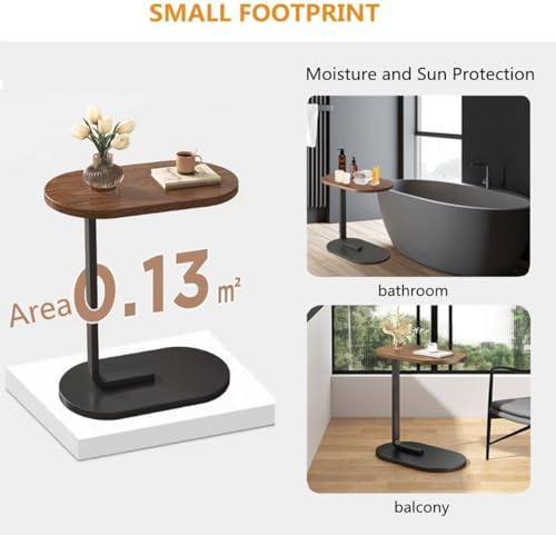 طاولة جانبية موفرة للمساحة على شكل حرف C من بومبوموم، مثالية للارائك وغرفة النوم والاماكن الداخلية والخارجية، اسود، 10 سم × 8 سم × 9 سم