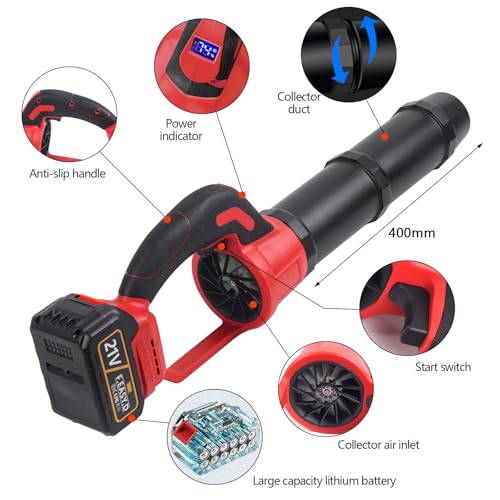 Caossuixin Leaf Blower Cordless, Cordless Leaf Blower with 2 Batteries & Charger, Electric Leaf blowers for Lawn Care, 30000RPM, Lightweight: 3KG, Powered Blowers for Patio, Garden Cleaning - Image 2