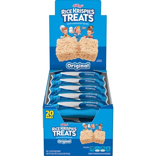 Rice Krispies Treats Marshmallow Snack Bars, Kids Snack Box, Cereal Bars, Original (20 Bars)