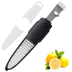 Lemon Zester Tool with Channel Knife, Stainless Steel Citrus Zester Tool, Lemon Peeler, Zesters for Kitchen, Ultra Sharp 2-in-1 Tool Easily Creates Citrus Zest, Black