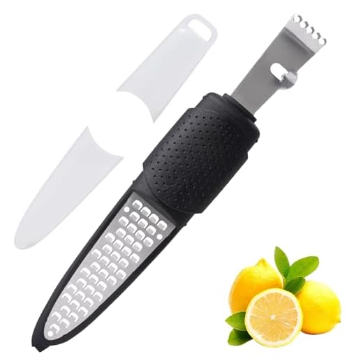 Rainspire Lemon Zester Tool with Channel Knife, Stainless Steel Citrus Zester Tool, Lemon Peeler, Zesters for Kitchen, Ultra Sharp 2-in-1 Tool Easily Creates Citrus Zest, Black