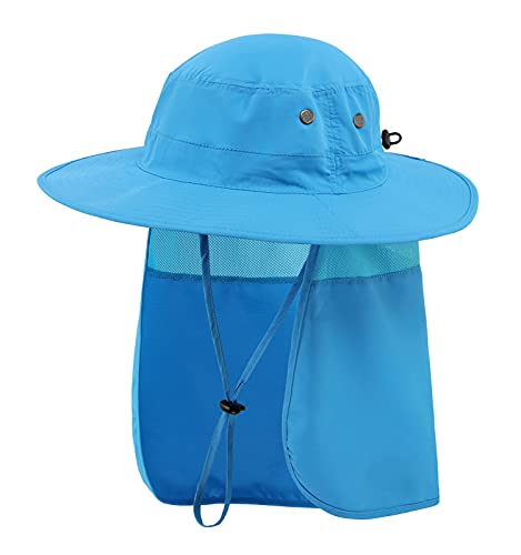 Image of Home Prefer UPF50 Mens Sun Hat with Neck Flap Quick Dry UV Protection Cap Womens Wide Brim Fishing Hat Neck Flap Beach Garden