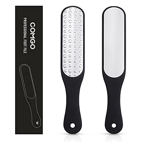 COMGO Professional Foot File Callus Remover for Feet (1 Piece), Pedicure Foot Scrubber for Callus,Stainless Steel Foot Scraper for Dead Skin,Double-Side Ped Egg for Feet(Black)