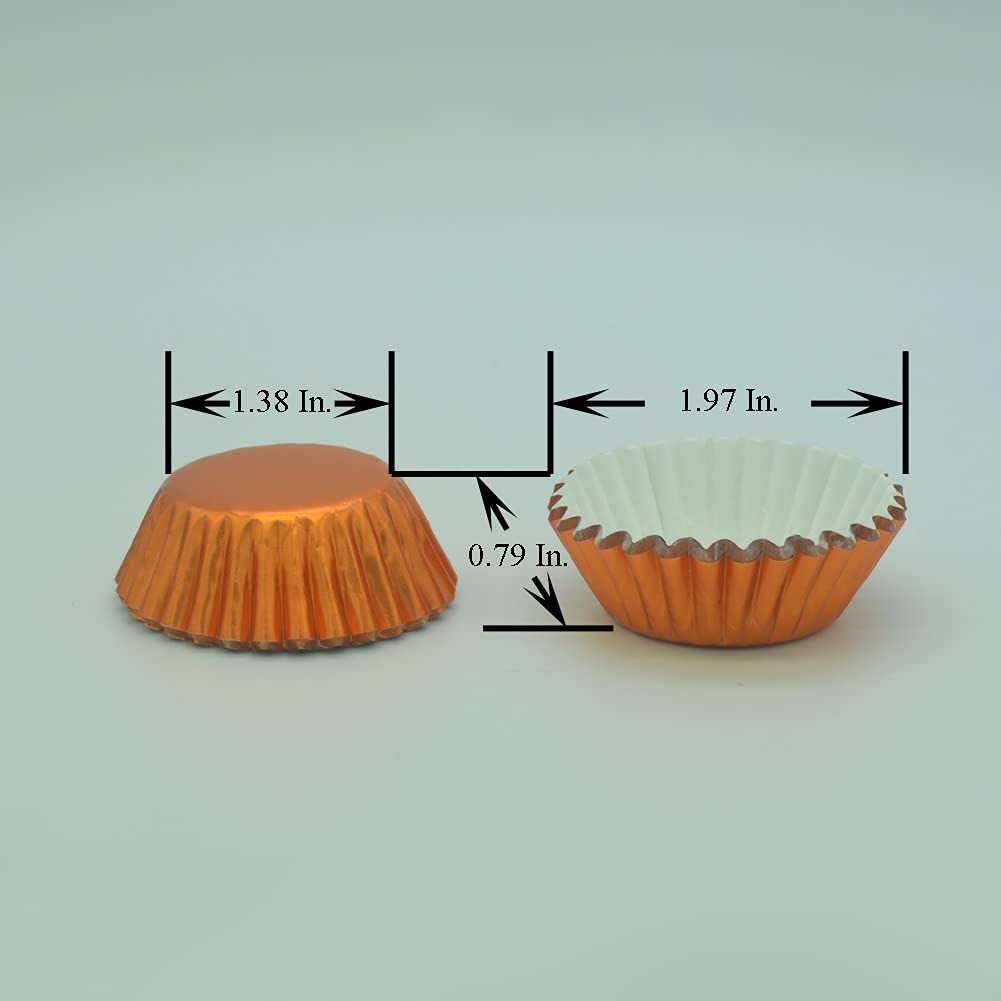 Moldes de papel de aluminio naranja para cupcakes, mini tazas de papel para hornear, para fiestas, cumpleaños y más, 240 unidades