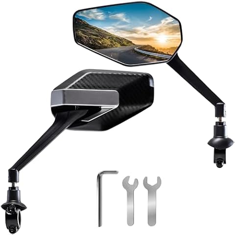 Bike Mirror a Pair, Adjustable Bicycle Mirrors for Handlebars,Bike Mirrors Handlebar Rear View Mirror, HD Glass Bike Side Mirrors for Mountain Road Bike Bicycle-Newlight66 Cover