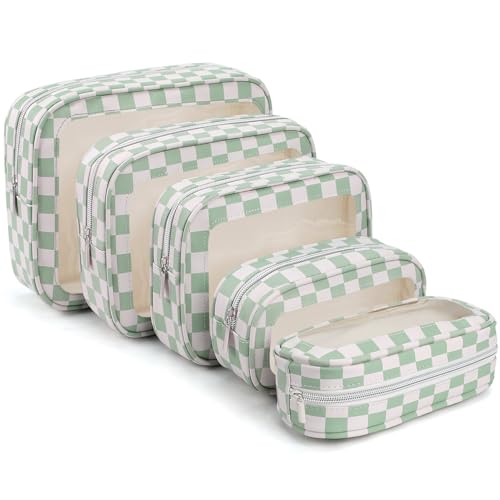 5PCS Diaper Bag Organizer Pouch Set,TSA Approved Toiletry Bag, Waterproof TPU Makeup Bag Set, Travel Organizer Bags for Women and Kids