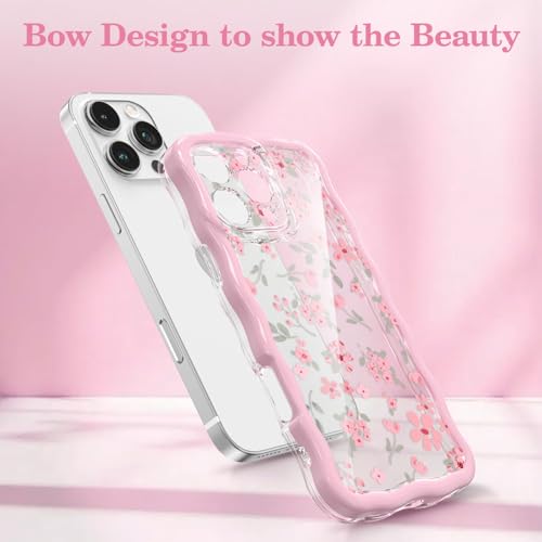 Coque iPhone 14 Pro Max fleur rose, cadeau esthétique et mignon pour filles