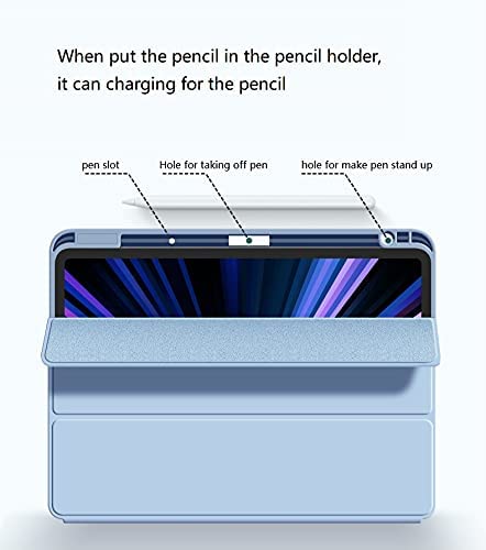 Image of ProElite Smart Case for Apple iPad Pro 11 inch 2022 /2021 4th /3rd Gen [Auto Sleep /Wake Cover] [Pencil Holder] [Soft Flexible Case] Recoil Series - Light Blue
