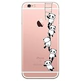 Caler Kompatibel mit/Ersatz für Hülle 6S/6 Hülle Weiche Flexible Silikon-Handy-Hülle Transparente Ultra Slim TPU dünne stoßfeste mit Motiv Tasche Etui Schutzhülle Case Cover (Panda 2)