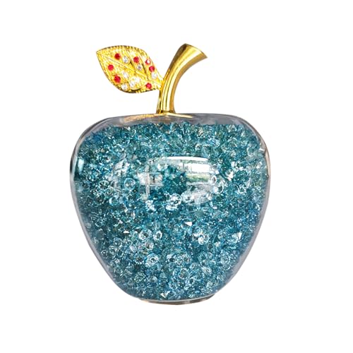 simplmasygenix Figurine de pomme en cristal - Presse-papier artificiel en verre en forme de pomme - Décoration d'intérieur remplie de faux diamants - Fruits...