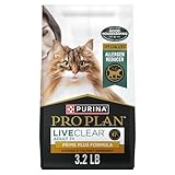 Purina Pro Plan LiveClear Senior Cat Food 7+ Cat Allergen Reducer Prime Plus Chicken and Rice Formula - 3.2 lb. Bag