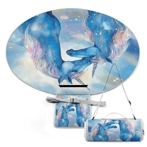 SKTNBM Picnic Blankets,Blue Love Print Picnic Mat,Portable Picnic Blanket,Foldable Compact Beach Blanket for Camping,Park,Travel