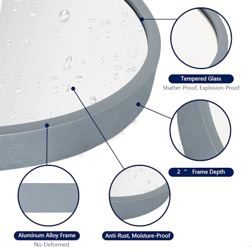 Image of Arched Wall-Mounted Mirror Aluminum Alloy Frame Bathroom Wall Mirror for Vanity Living Room, Bedroom Entryway Room Home Decor 20 inchx16 inch