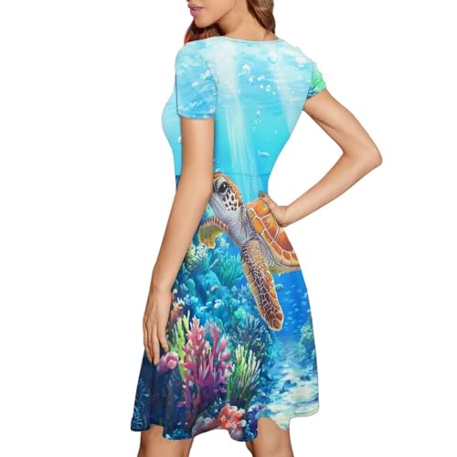 Image of Forchrinse Native Aztec Style Black White Geometric Women's Midi Dress Casual Long Dress Round Neck Swing Dress