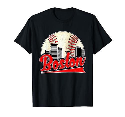 Boston Cityscape Vintage Baseball Lover Women Men T-Shirt