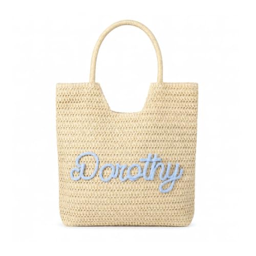 Gaosh Bolso de Playa Personalizado con Nombre Bordado para Mujer, Bolso de Paja con Cremallera, Bolso de Compras para… — oferta en Amazon