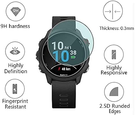 Compatible for Garmin Forerunner 55 Screen Protector with Case, Lamshaw (2+1Pack) Tempered Glass Film Full Coverage + Soft TPU Protective Case Compatible for Garmin 55 Smartwatch