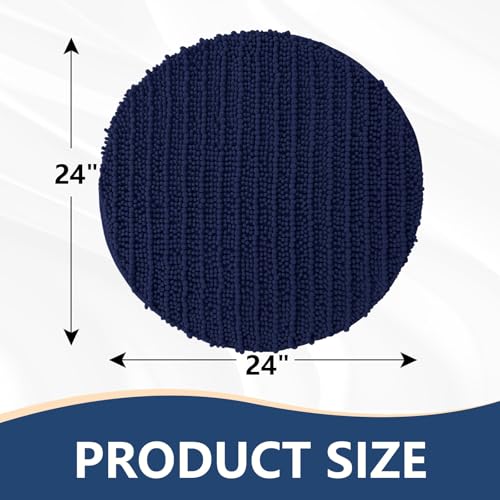 Image of Arotive Round Bathroom Rugs 24x24, Extra Soft Thick Absorbent Shaggy Chenille Bath Rugs, Machine Wash Dry, Bath Mats for Bathroom Floor, Tub and Shower, Home Decor Accessories, Navy