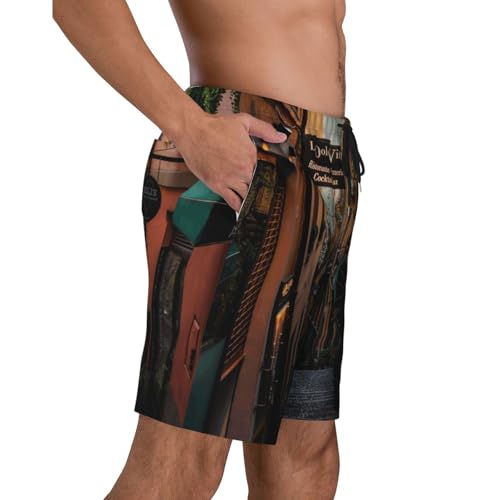 Men's Beach Shorts Italy Alley Street Mens Swim Trunks Board Shorts with Pockets Swimwear Bathing Suits3