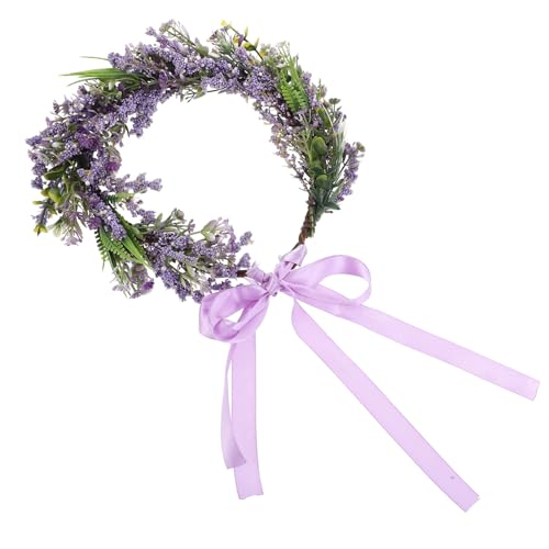 HANABASS 1pièce Couronne de Fleurs Lavande Artificielle Violette Légère et Élégante Serre-tête Floral Fait Main Accessoire Cheveux pour Mariage Fête...