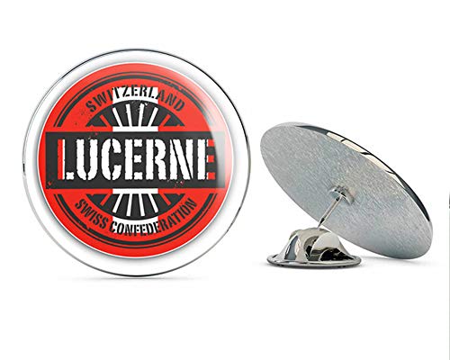Lucerne Switzerland World Flag Stamp Round Metal 0.75