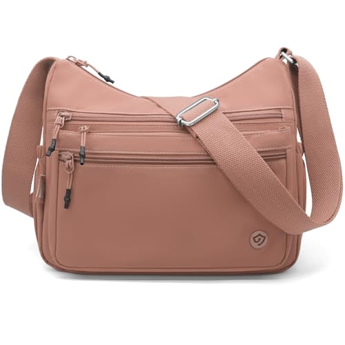 Bolso Bandolera Mujer Nylon Bolso Mujer Bandolera Mediano Bolso Cruzado Impermeable Bolsos de Hombro Crossbody Bag con Correa Ancha Ajustable Bolso Mujer (rosa)