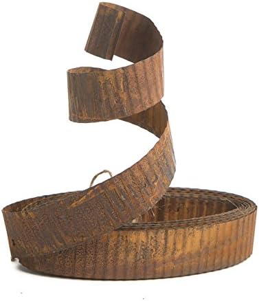 30 Feet of Rusted Tin Fluted and Flexible Corrugated Ribbon for Floral Embellishing, Package Enhancements, and Crafting