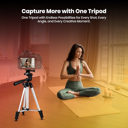 Image of Simpex 333 Aluminium Camera Tripod Stand | Lightweight & Adjustable | Includes Mobile Holder & Carry Bag | Compatible with Smartphones, DSLR, Mirrorless Cameras, GoPro, Photography & Content Creation