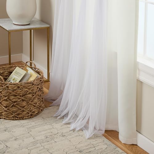 Image of TOWN & COUNTRY LUXE Talia Double Layer Indoor Curtains, Sheer and Room Darkening Blackout, Grommet Top, Energy Efficient, 2-Pack Set, 52 inchx84 inch, Vanilla
