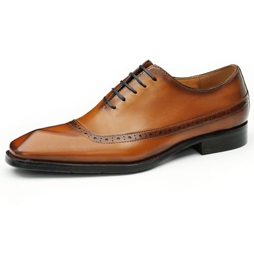 Men's Dress Shoes - Minimalist Wingtip Oxford in Genuine Leather | Sleek Dress Shoes for Business 68878