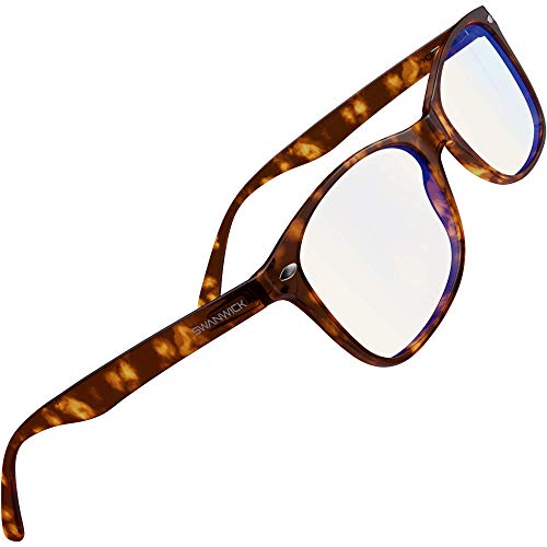 Swanwick: Classic Day Swannies - Premium Blue Light Blocking Glasses - Virtually Clear Lens to Block Harmful Blue Light from Gaming PC, Laptop and Smartphone - Regular - Digital Eye Strain Protection