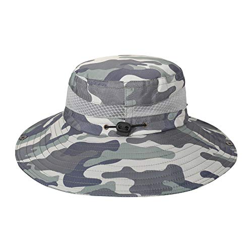 Image of ZLYC Mens Waterproof Camo Sun Hat Wide Brim Packable Outdoor Mesh Fishing Bucket Hats