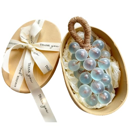 HVEXF Crystal Grape Soap on a Rope Gift Set with Bag, Purple Blue Yellow Grape Shaped for Hand Face Body, Vegan Olive Oil Soap for All Skin Types (1, Blue)